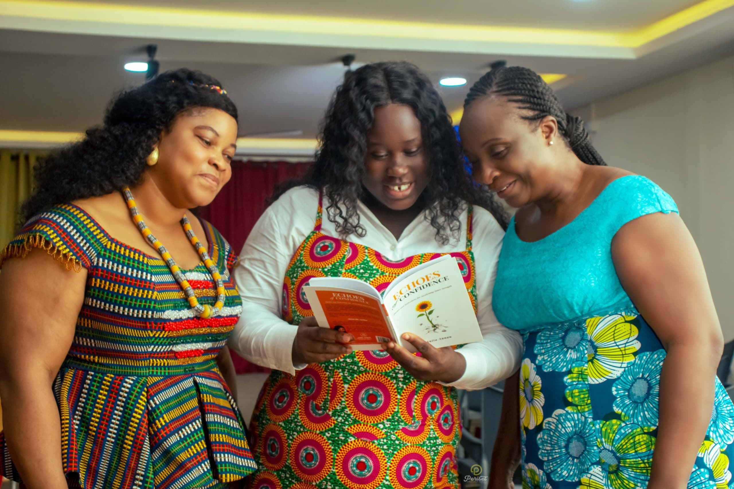 Community members celebrating Echoes of Confidence at an event